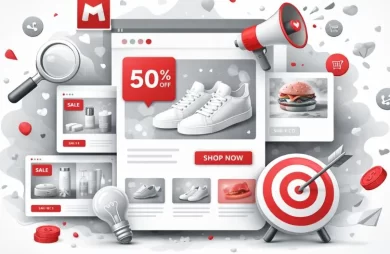 Ejemplo visual de campañas de display en Google Ads con anuncios gráficos online, enfoque en marketing digital y conversión, realizadas por expertos en campañas de Ads como Óptima Web.